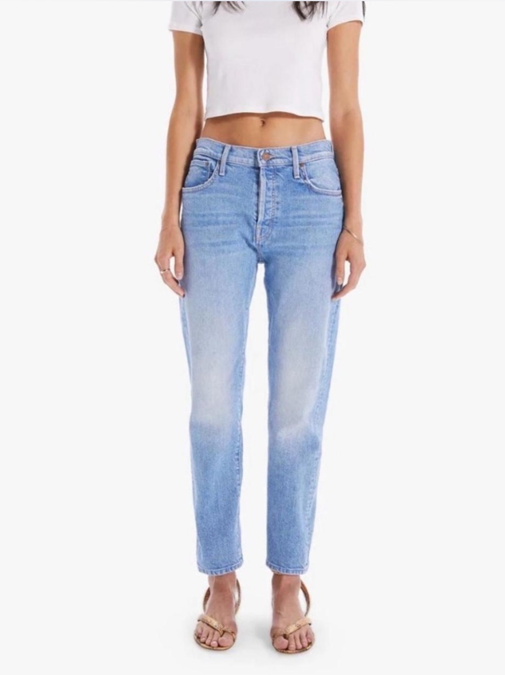 MOTHER The Scrapper Ankle Straight-Leg Jeans- Camera Obscura